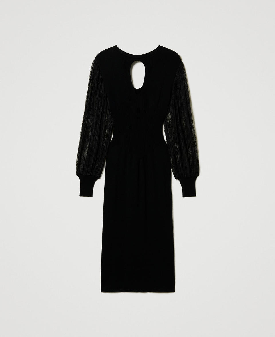 Knit and lace midi dress Black Woman 242TT3160_00006_S0