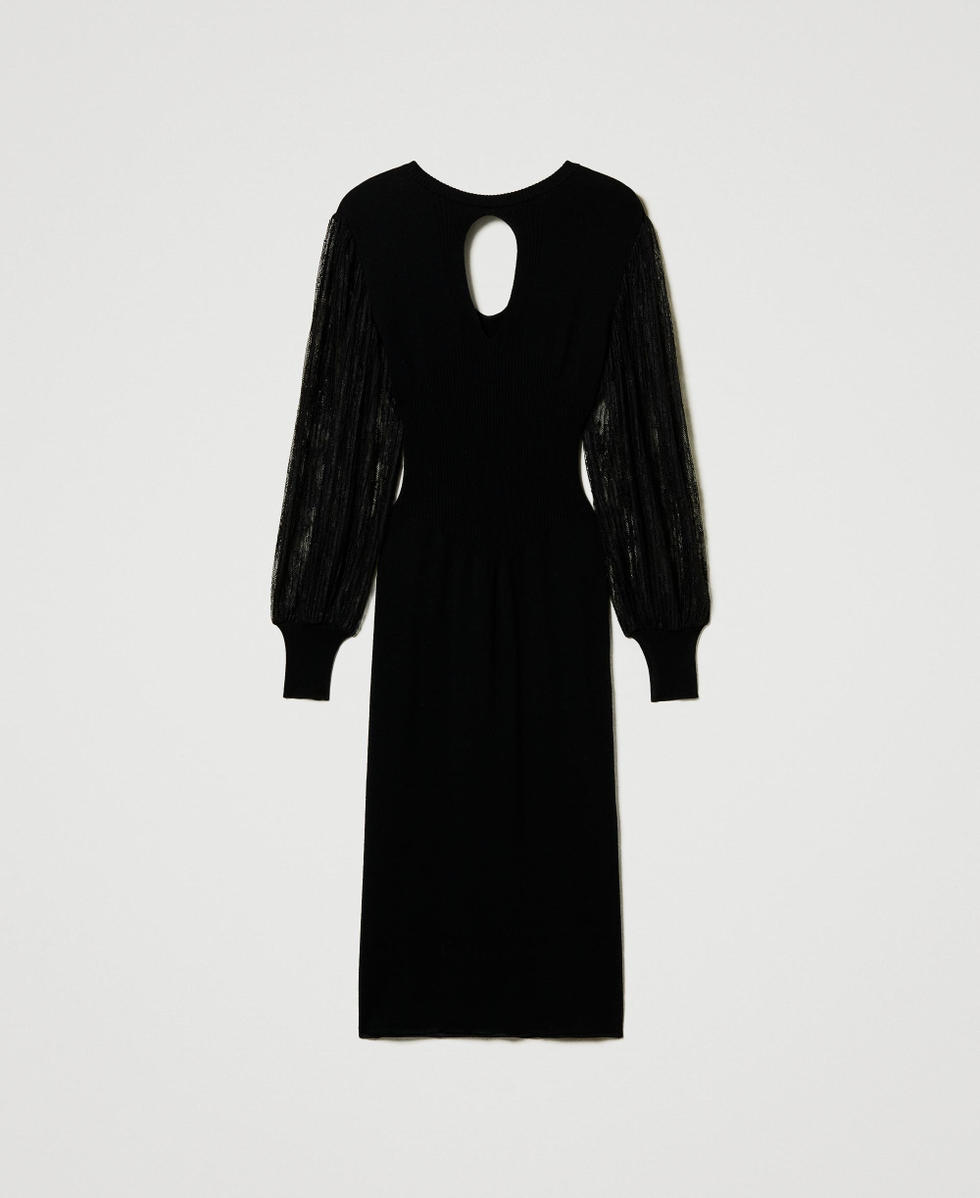 Midikleid aus Gestrick und Spitze