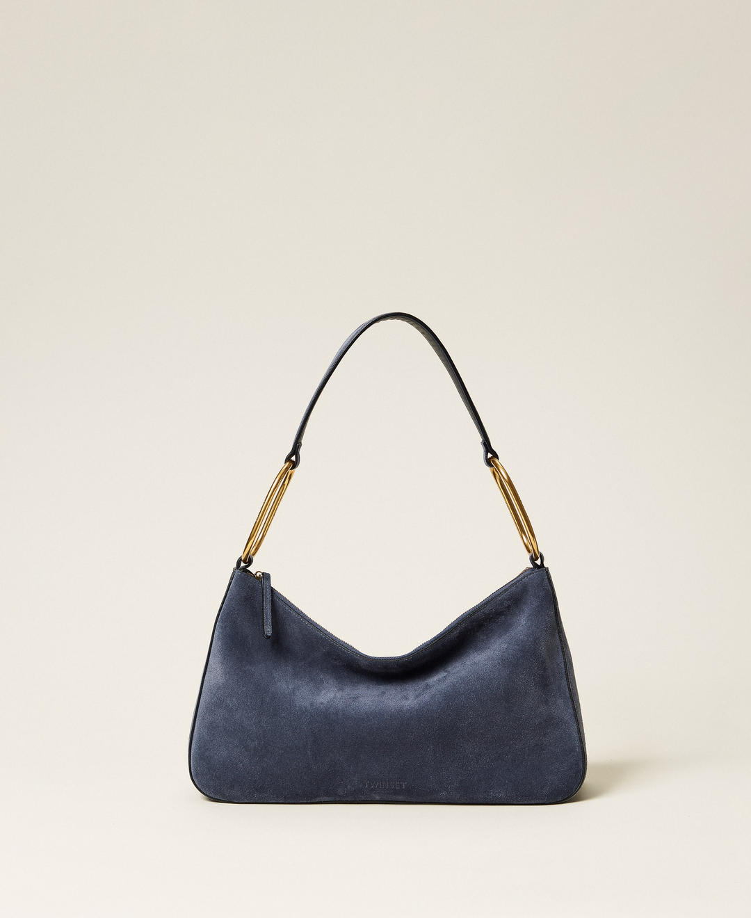 Sac " Liliane " moyen en cuir velours avec anneaux