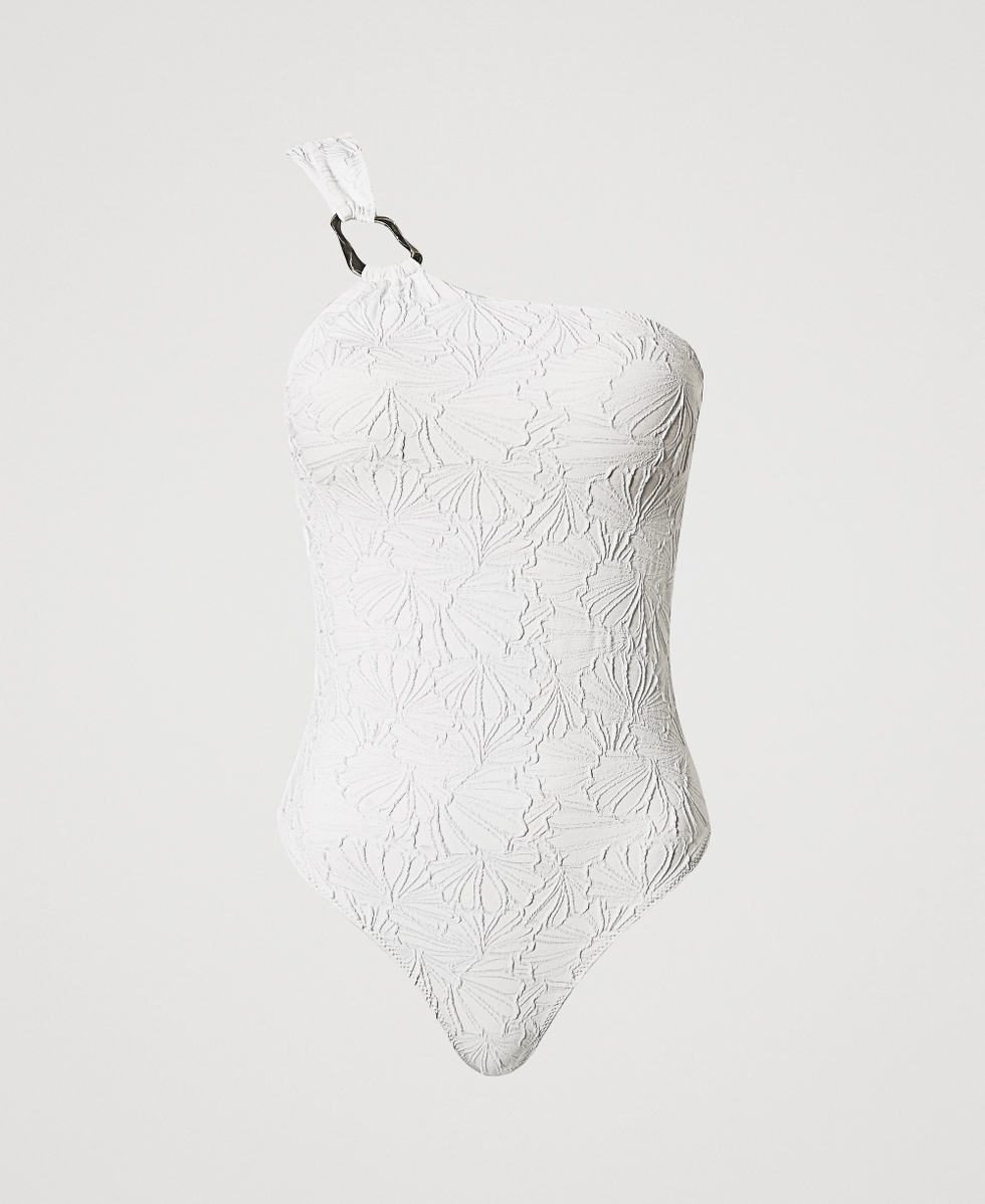 Maillot de bain une pi&egrave;ce jacquard asym&eacute;trique