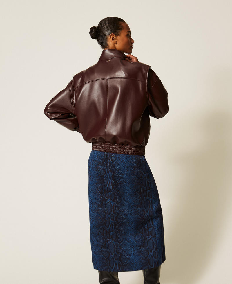 Faux leather bomber jacket with pockets Dark Bordeaux Woman 262TT2060_14057_03