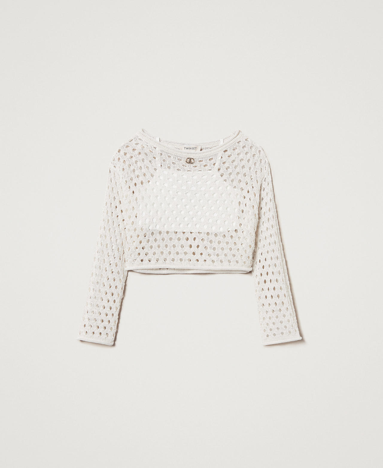 Pull en filet avec Oval T Blanc "Ice" Fille 251GJ3433_00808_0S