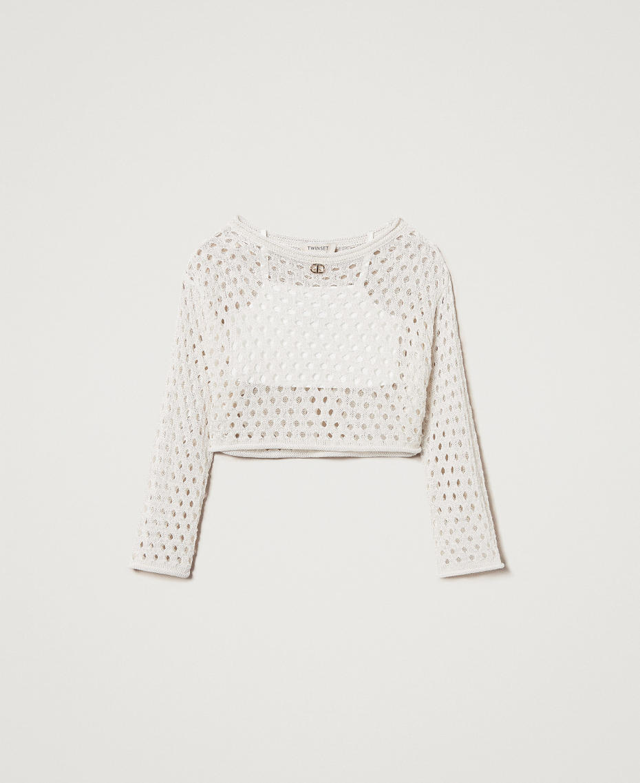 Openwork jumper with Oval T "Ice" White Girl 251GJ3433_00808_S0