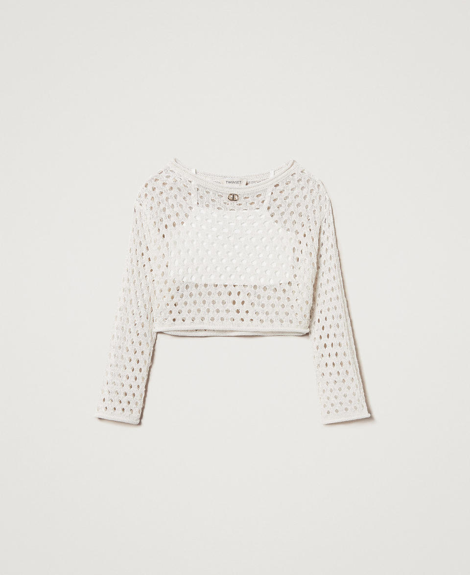 Maglia a rete con Oval T Bianco "Ice" Bambina 251GJ3433_00808_S0