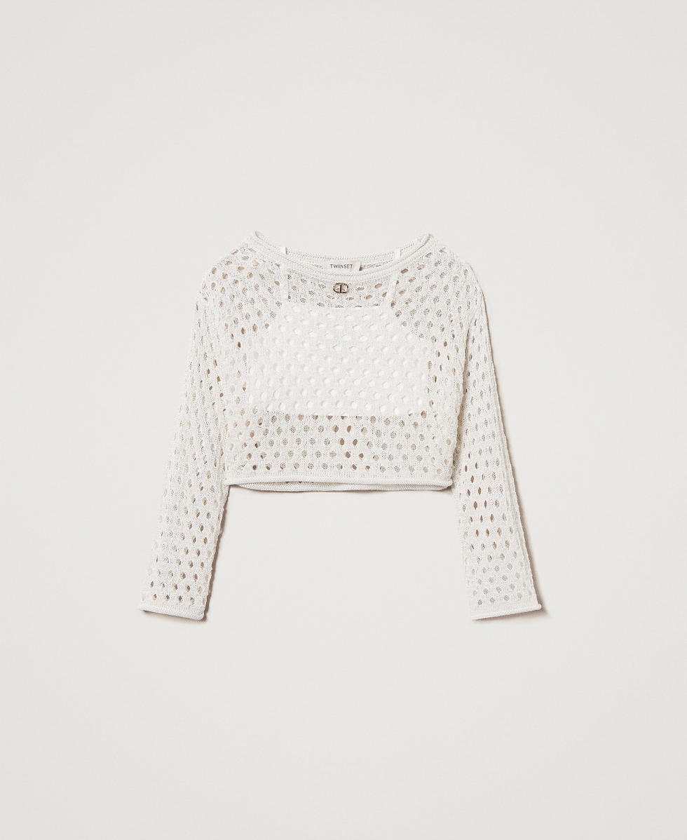 Maglia a rete con Oval T Bianco "Ice" Bambina 251GJ3433_00808_S0