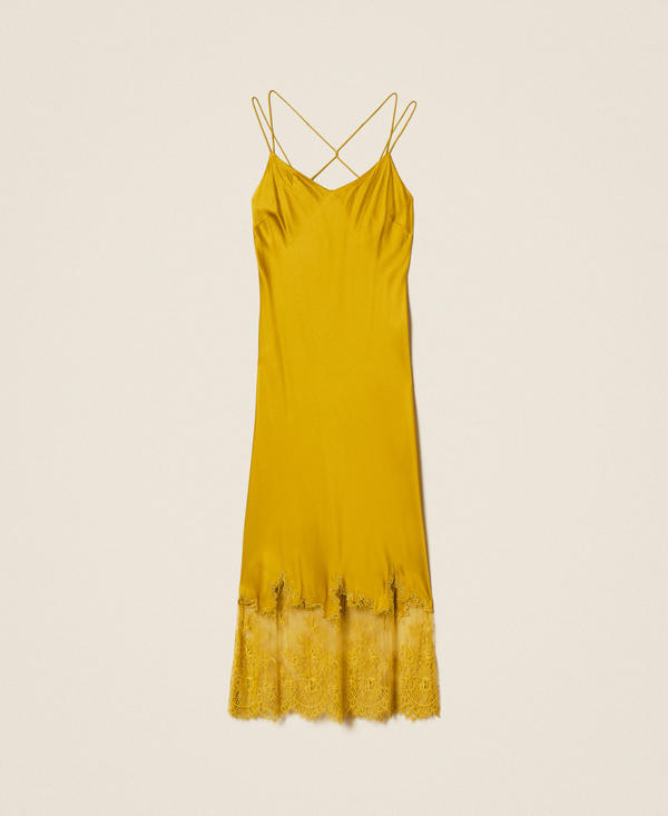 Midi satin and lace dress