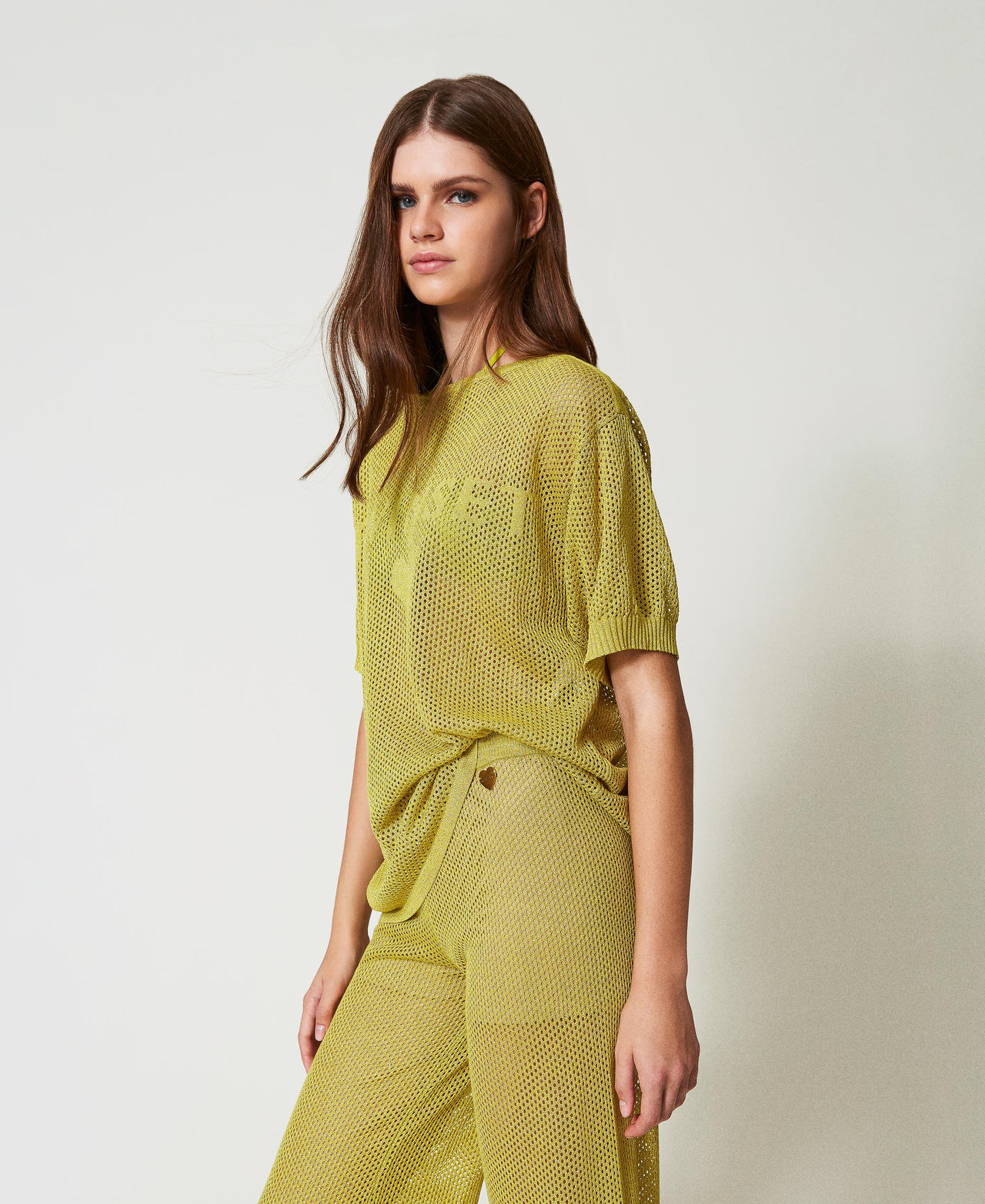 Pull en filet avec logo Yellow Plum Femme 251LB3QAA_12124_02