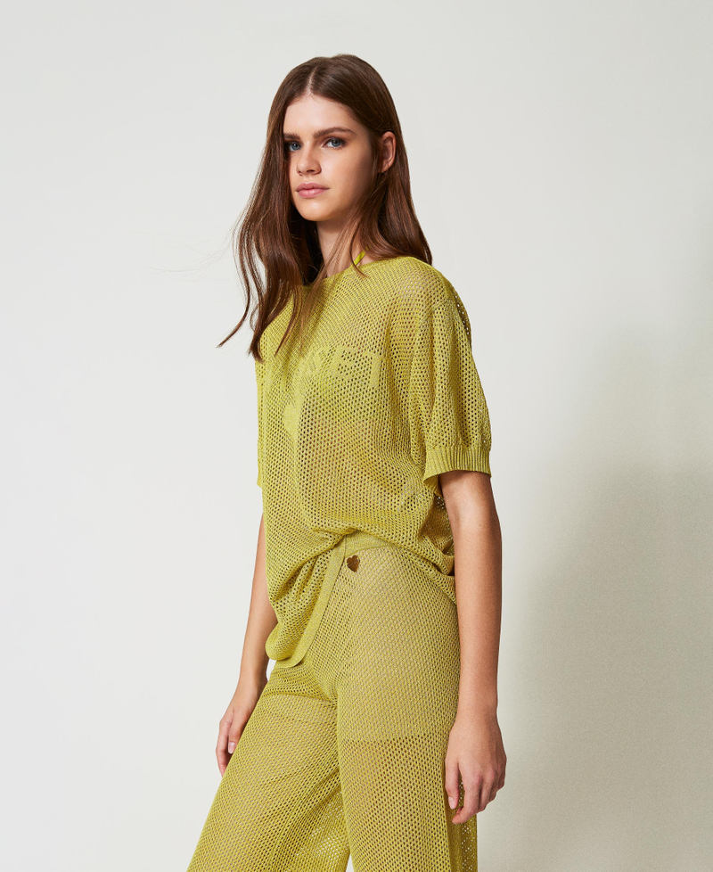 Pull en filet avec logo Yellow Plum Femme 251LB3QAA_12124_02