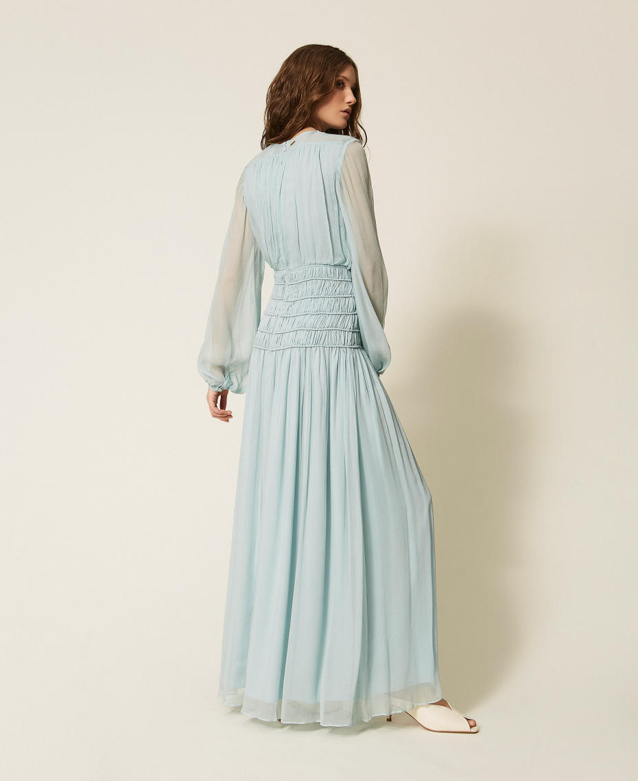 Robe longue en cr&eacute;pon Bleu &laquo;&nbsp;Dusty Sky&nbsp;&raquo; Femme 261TT2042_13451_03