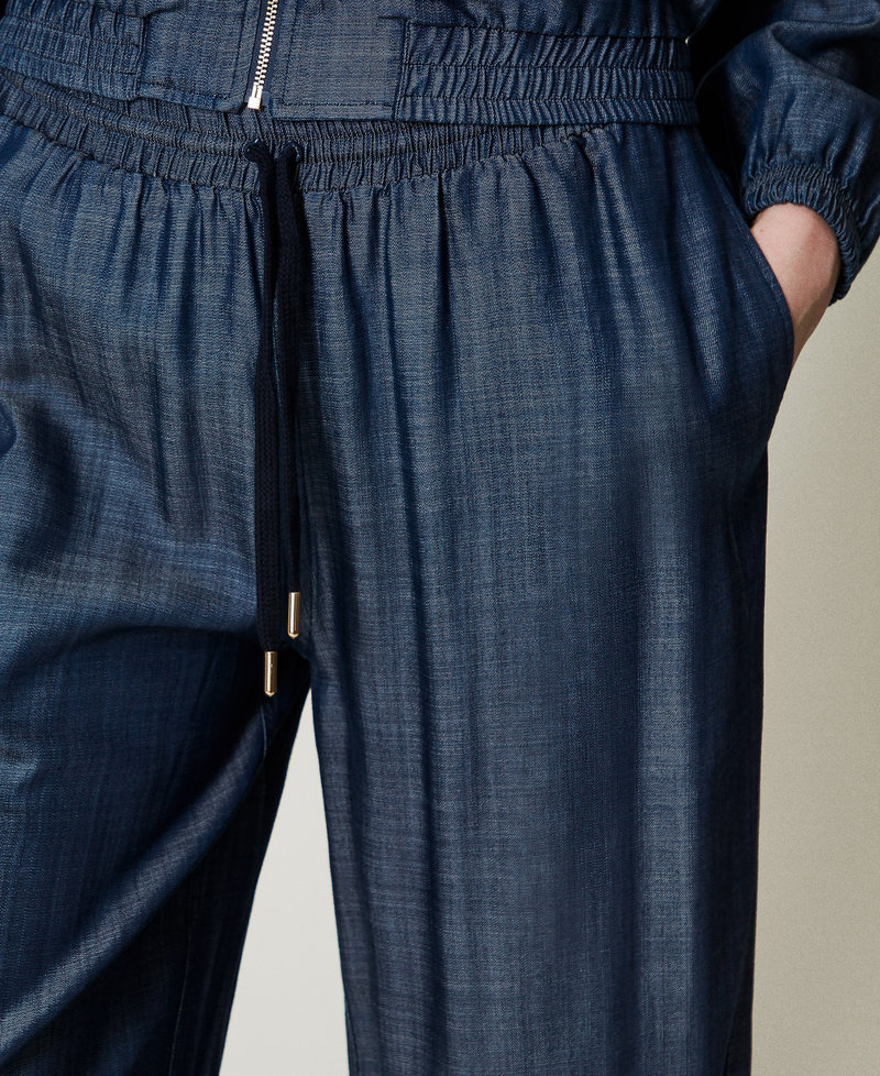 Chambray palazzo trousers Blue Denim Woman 251LL2DEE_12351_04