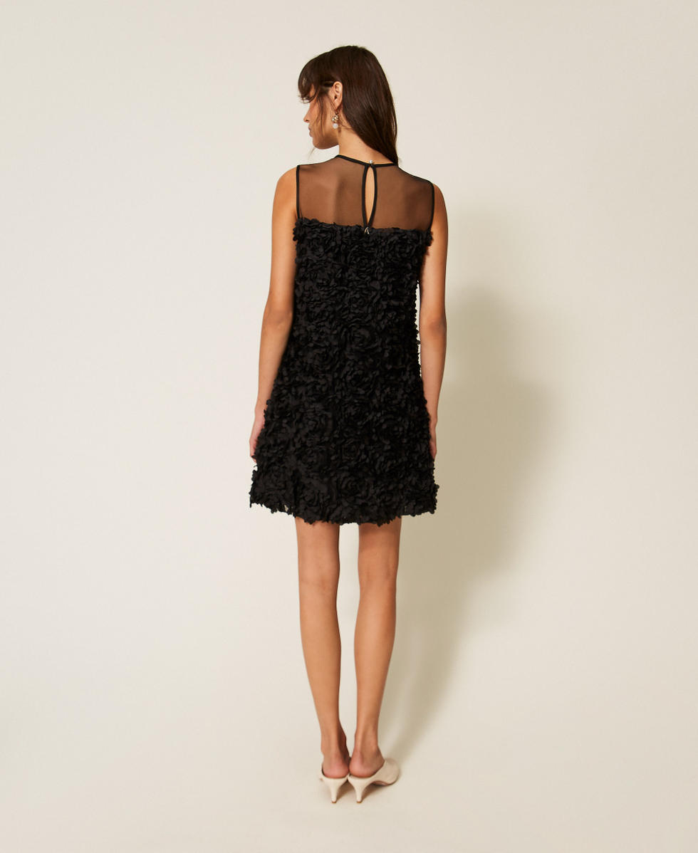 Abito corto in tulle con fiori Nero Donna 261AP2230_00006_03