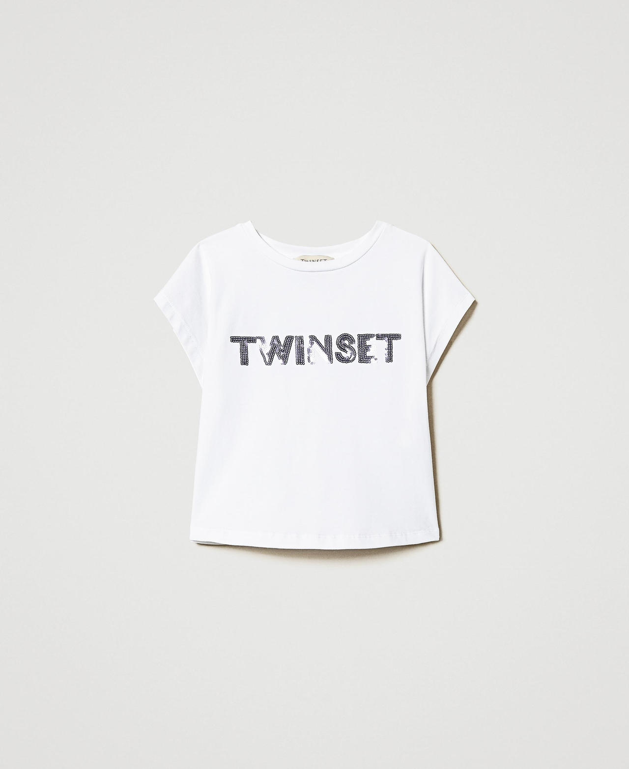T-Shirt mit Pailletten-Logo Zweifarbig Ice / Pastel Violet Mädchen 251GJ2537_12280_0S
