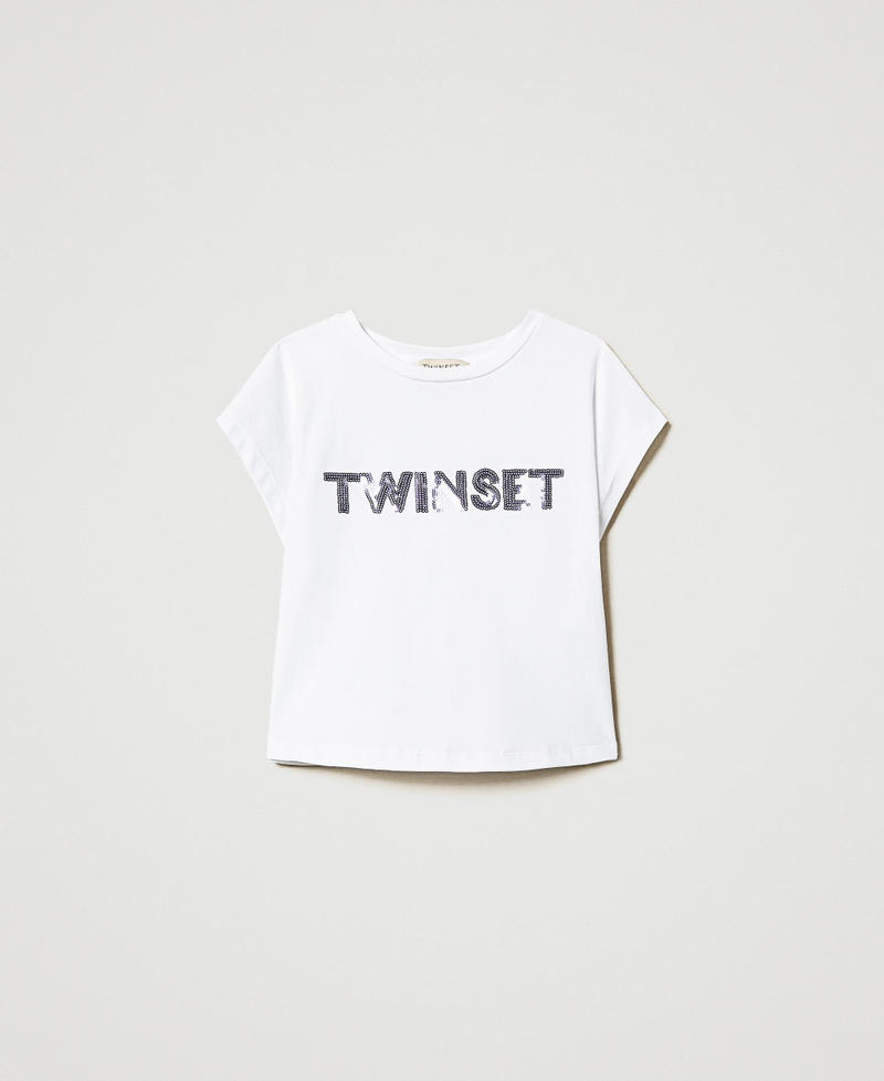 T-shirt with sequinned logo Two-tone Ice/Pastel Violet Girl 251GJ2537_12280_S0