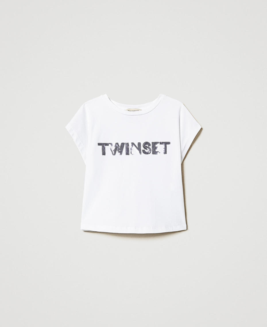 T-shirt with sequinned logo Two-tone Ice/Pastel Violet Girl 251GJ2537_12280_S0