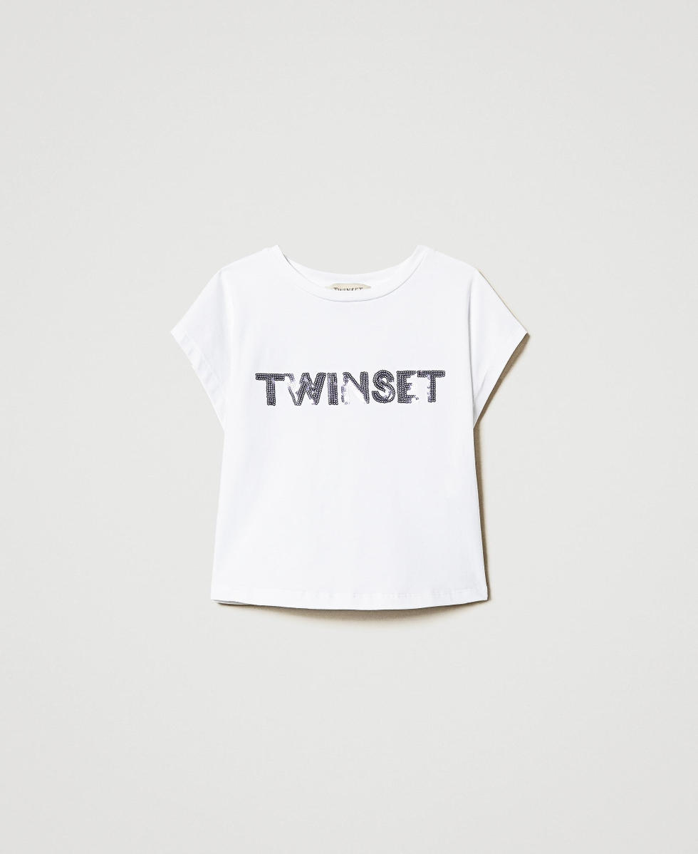 T-shirt avec logo en sequins Bicolore Ice/Pastel Violet Fille 251GJ2537_12280_S0