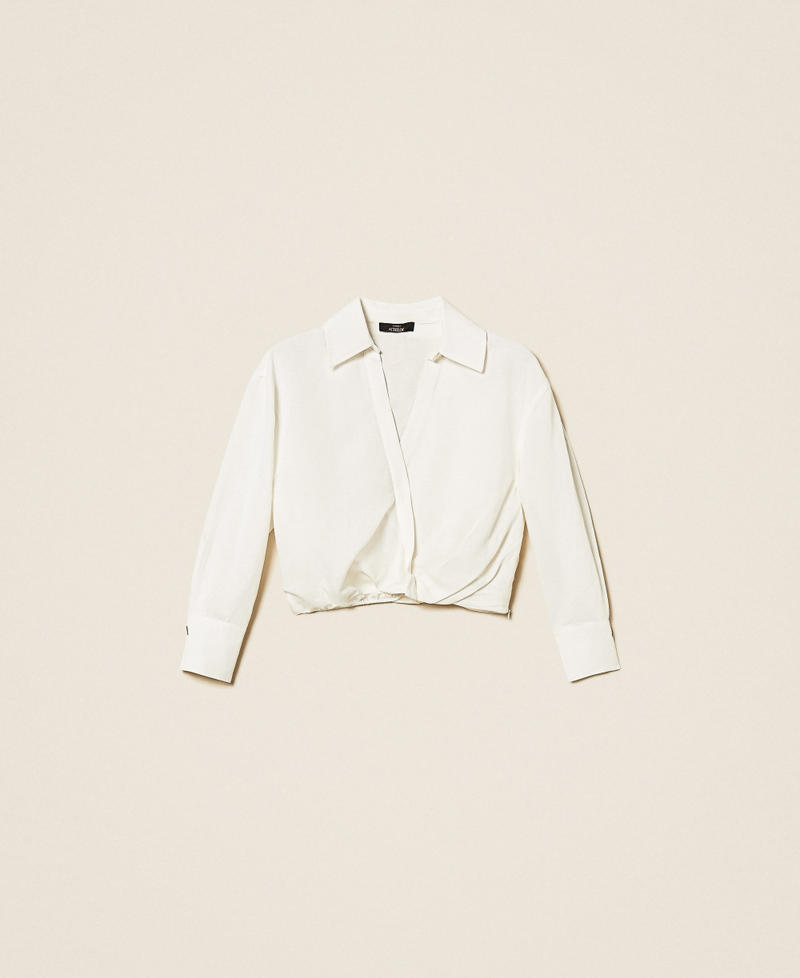 Linen blend crossover shirt Milk Woman 261AP2325_12577_S0
