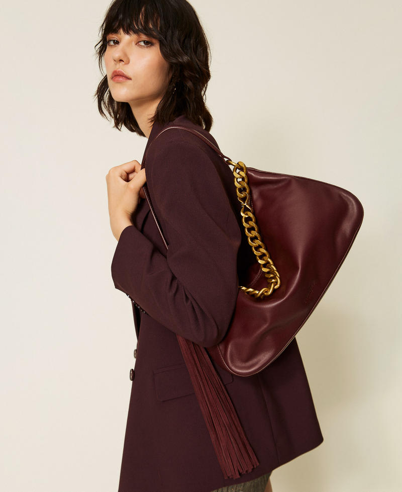 Large Liliane leather bag with charm Grape Woman 262TB7207_00565_A0