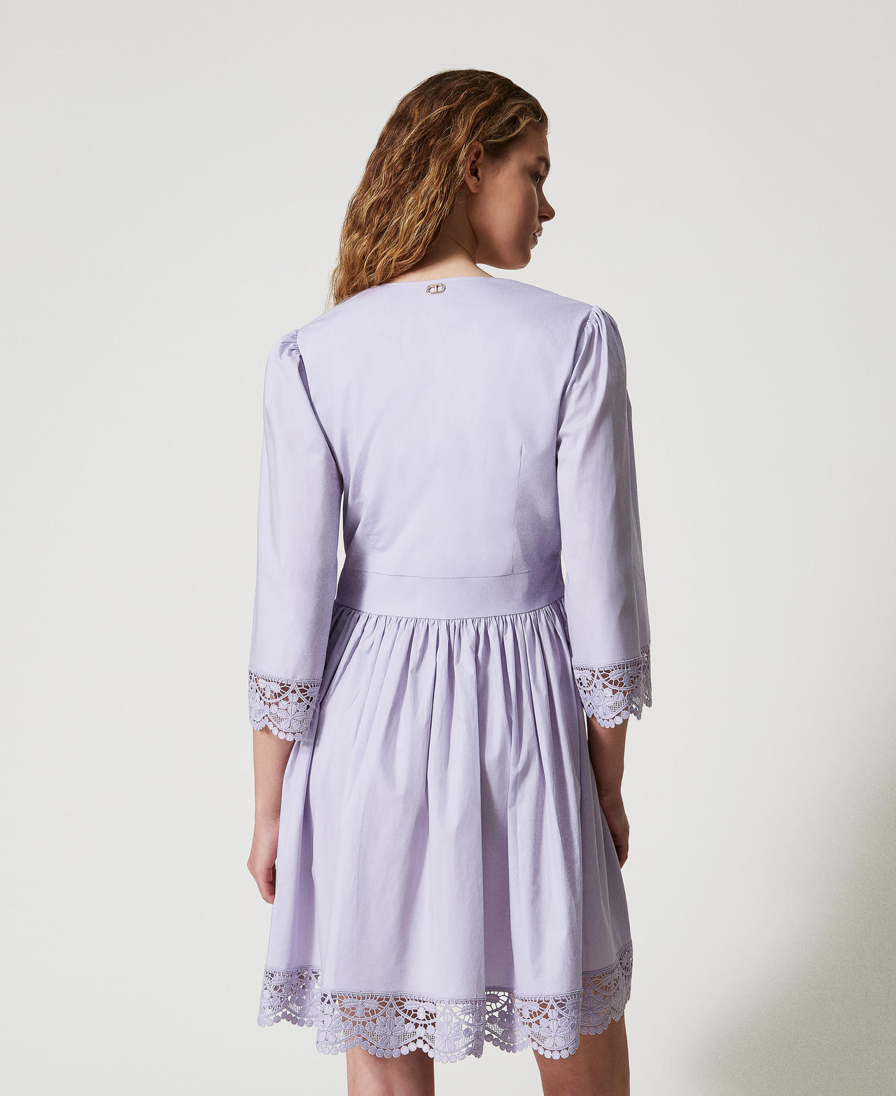 Abito corto in popeline con pizzo Fiori di Lillà Donna 251TT2092_00703_03