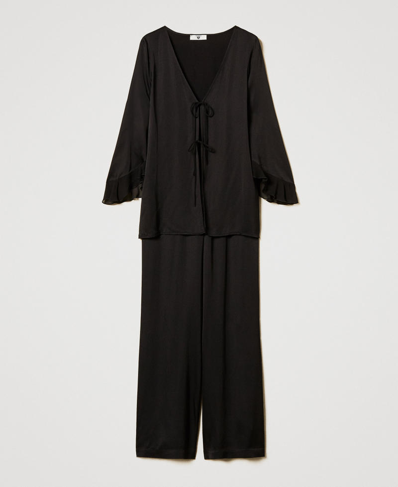 Mannish satin pyjamas Black Woman 251LL2MAA_00006_S0