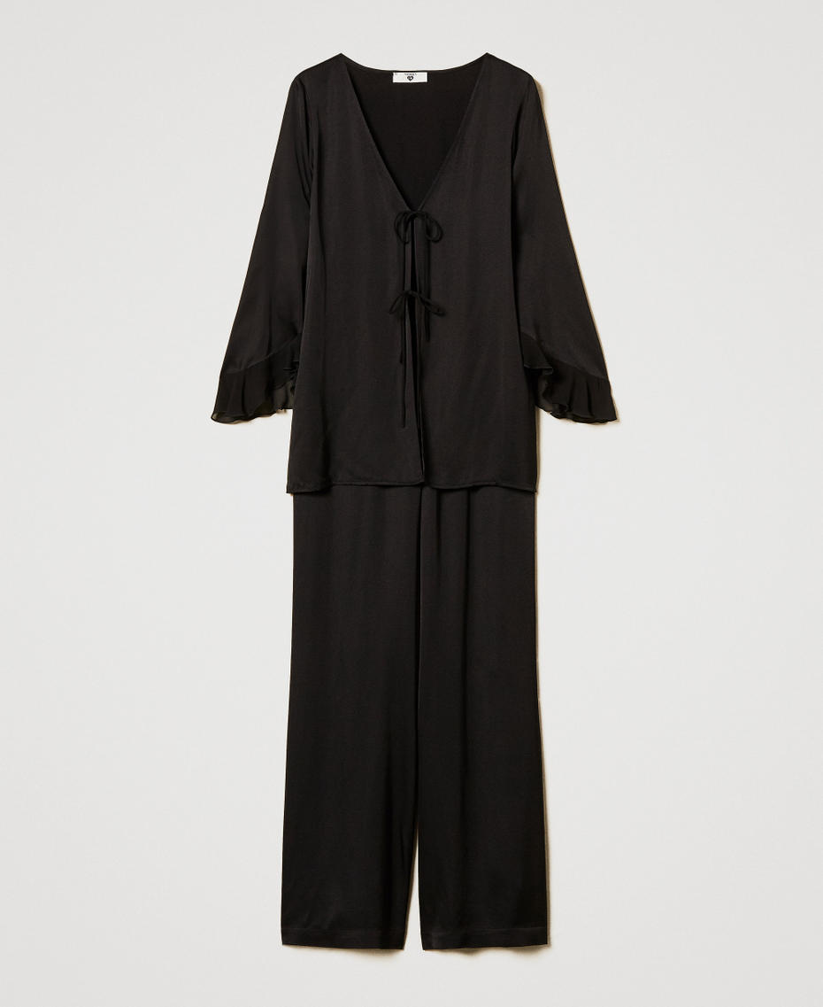 Mannish satin pyjamas Black Woman 251LL2MAA_00006_S0