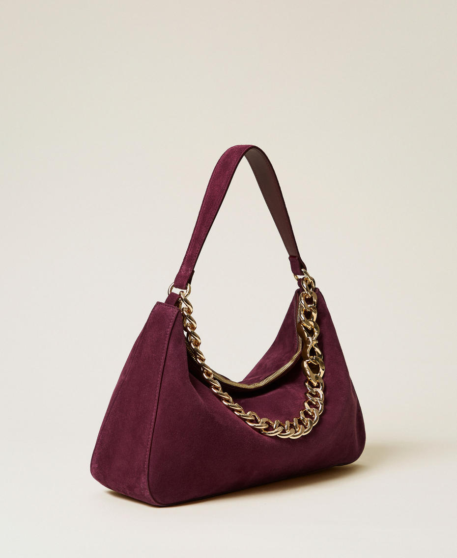 'Liliane' medium suede bag &ldquo;Wine tasting&rdquo; Purple Woman 252TB7162_14241_M01