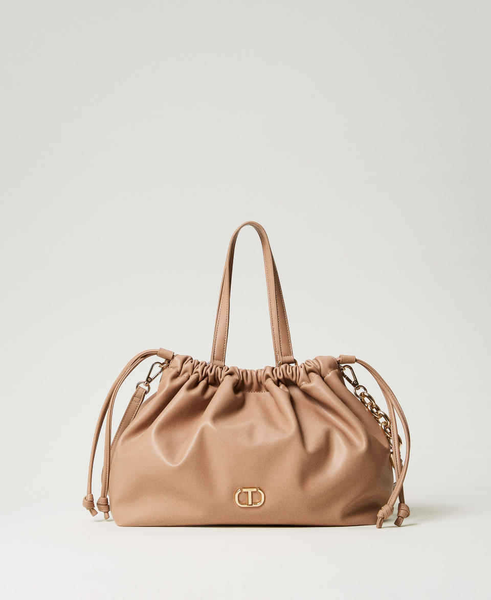 Shopper with ruching Pale "Ginger Root” Beige Woman 251TD8031_11640_01