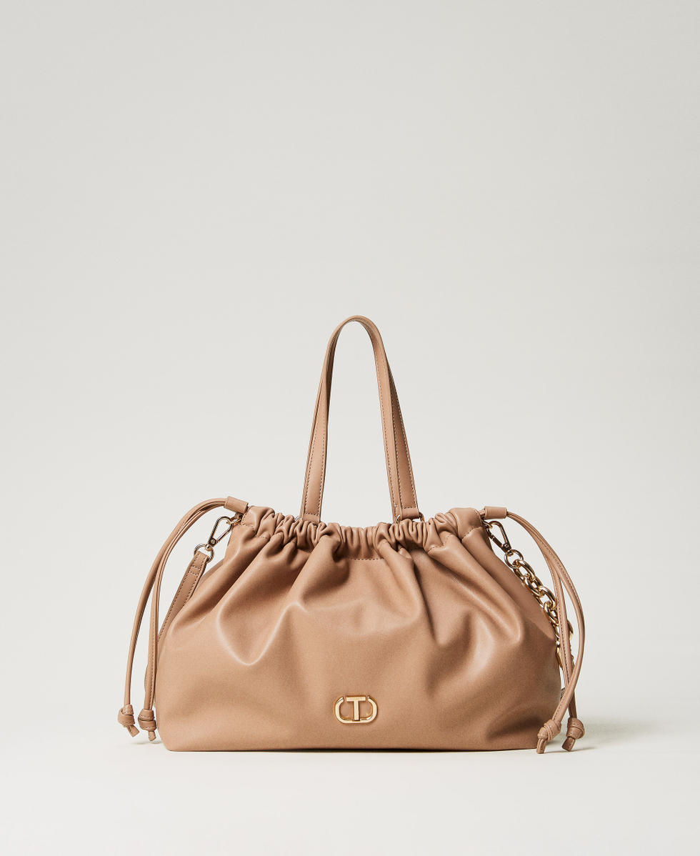 Shopper with ruching Pale "Ginger Root&rdquo; Beige Woman 251TD8031_11640_01