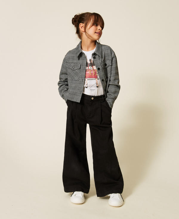 Wide-Leg-Jeans mit Falten