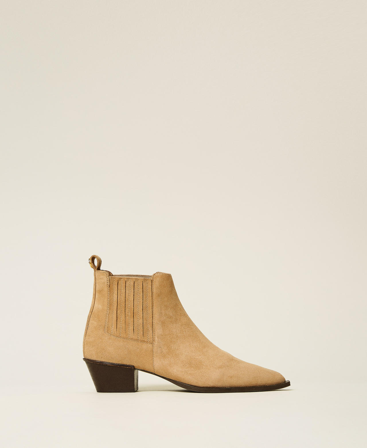 Bottines santiags en cuir velours Chameau Femme 251TCP142_00044_01