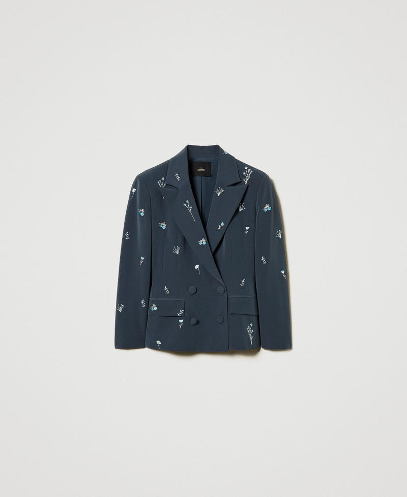 Blazer avec broderie florale Blue Fusion Femme 251AP2080_12372_0S