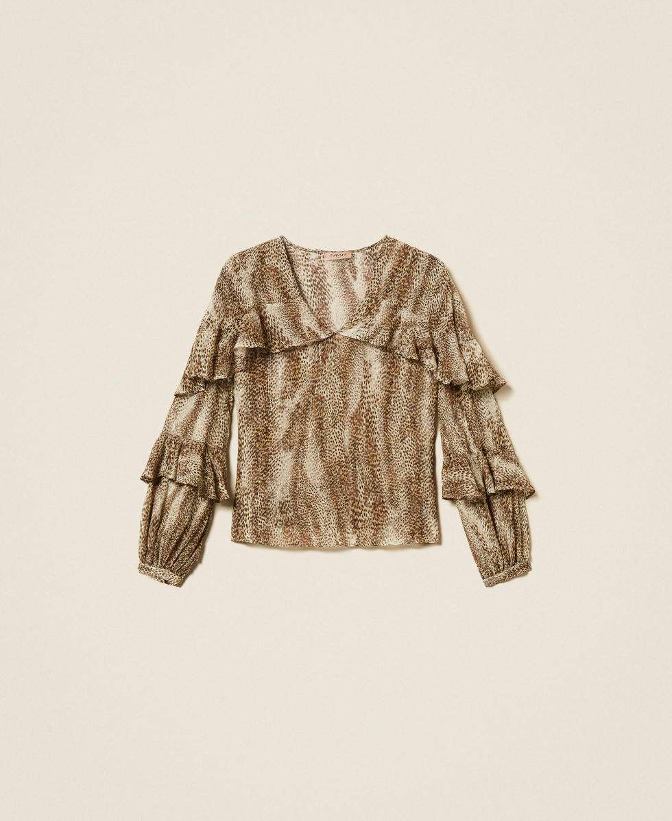 Animal print creponne blouse