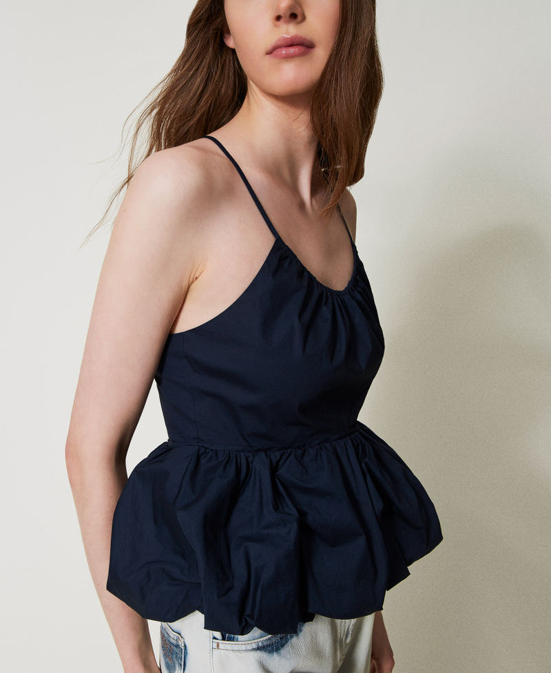 Poplin flounce top Deep Blue Woman 251AP2302_03585_03