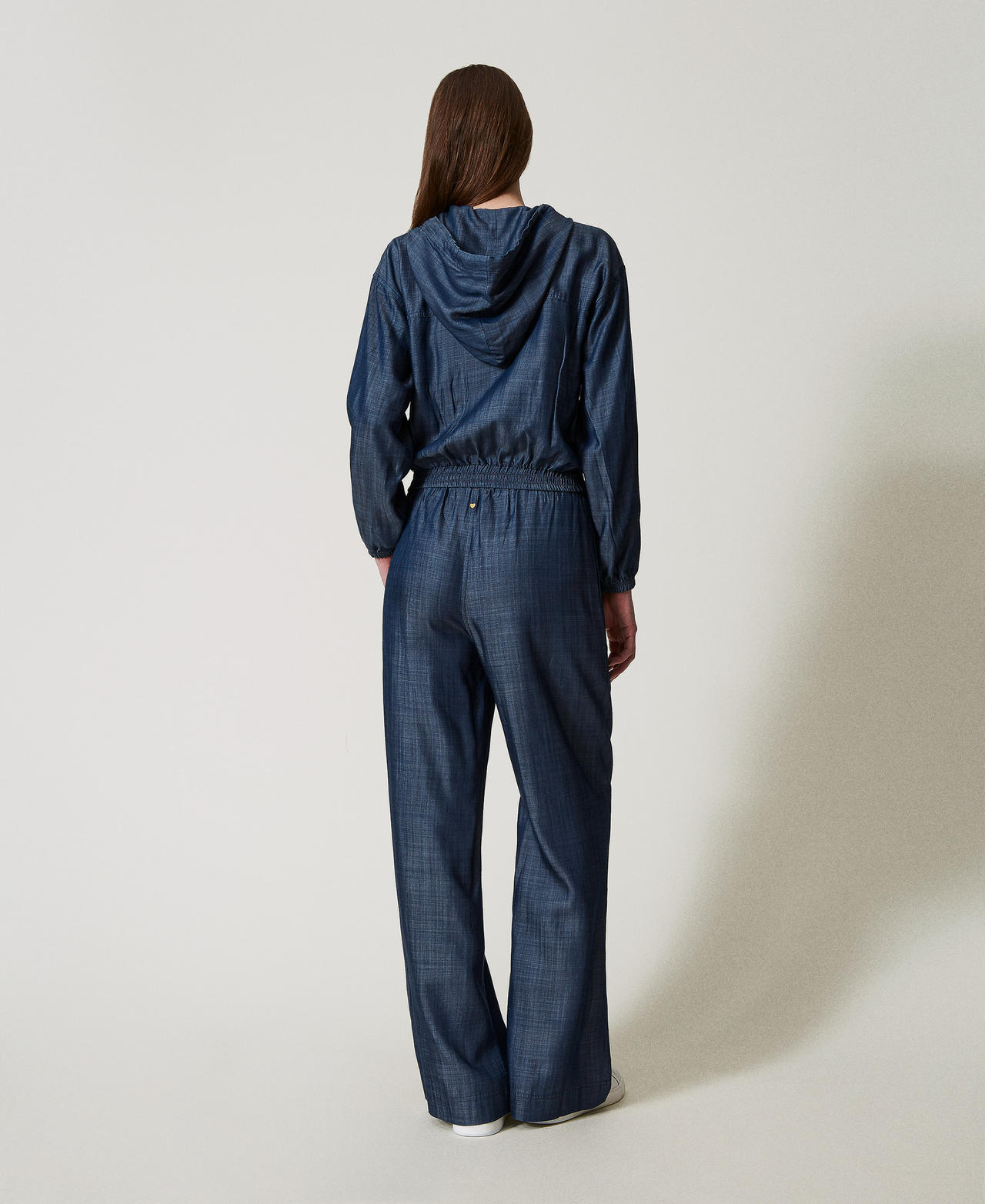 Chambray palazzo trousers Blue Denim Woman 251LL2DEE_12351_03