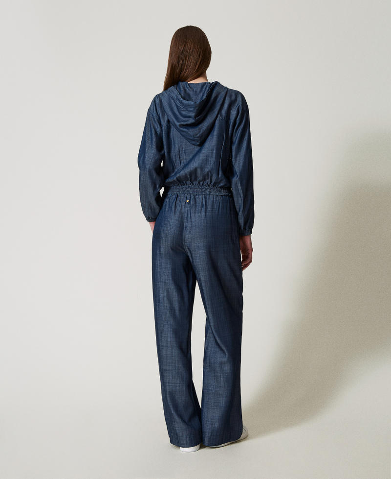 Chambray palazzo trousers Blue Denim Woman 251LL2DEE_12351_03