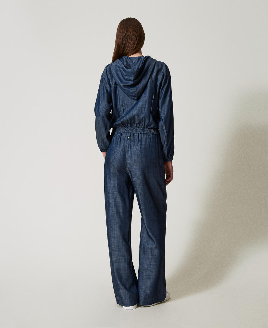 Chambray palazzo trousers Blue Denim Woman 251LL2DEE_12351_03