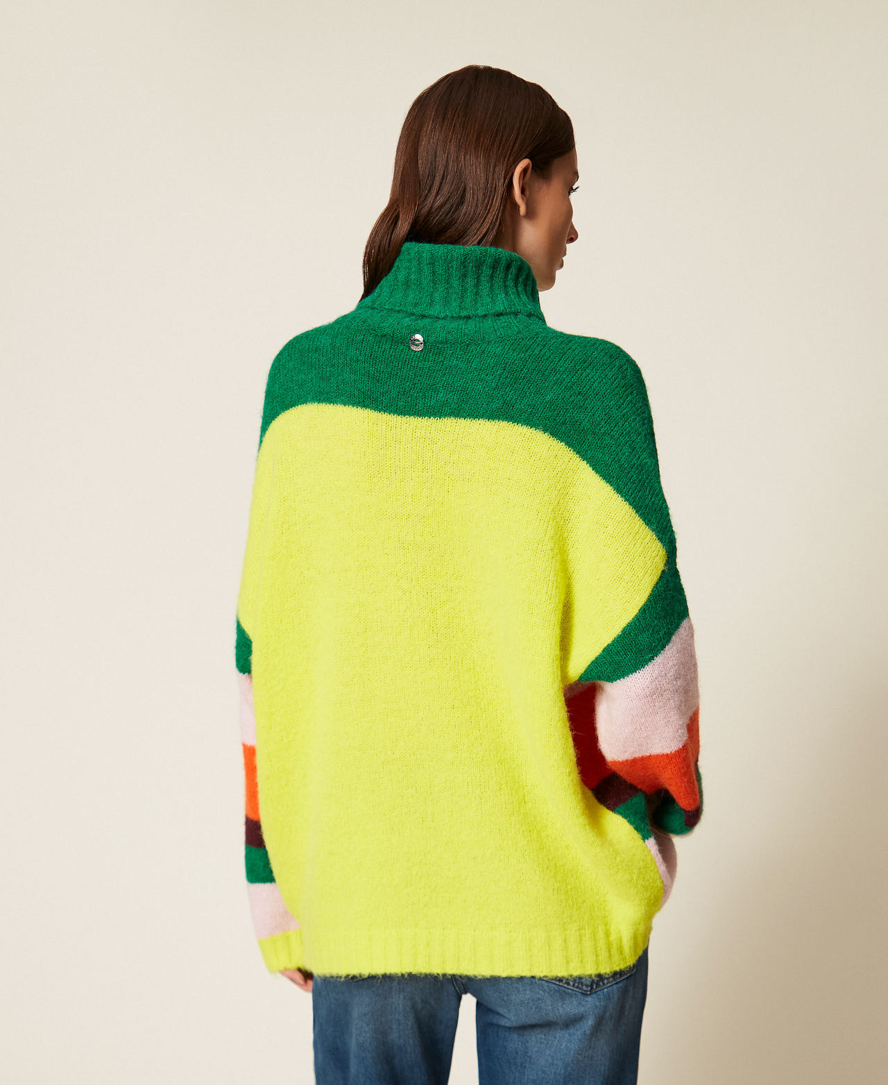 Striped turtle neck jumper Multicolour Stripe Woman 252AT3180_12977_02