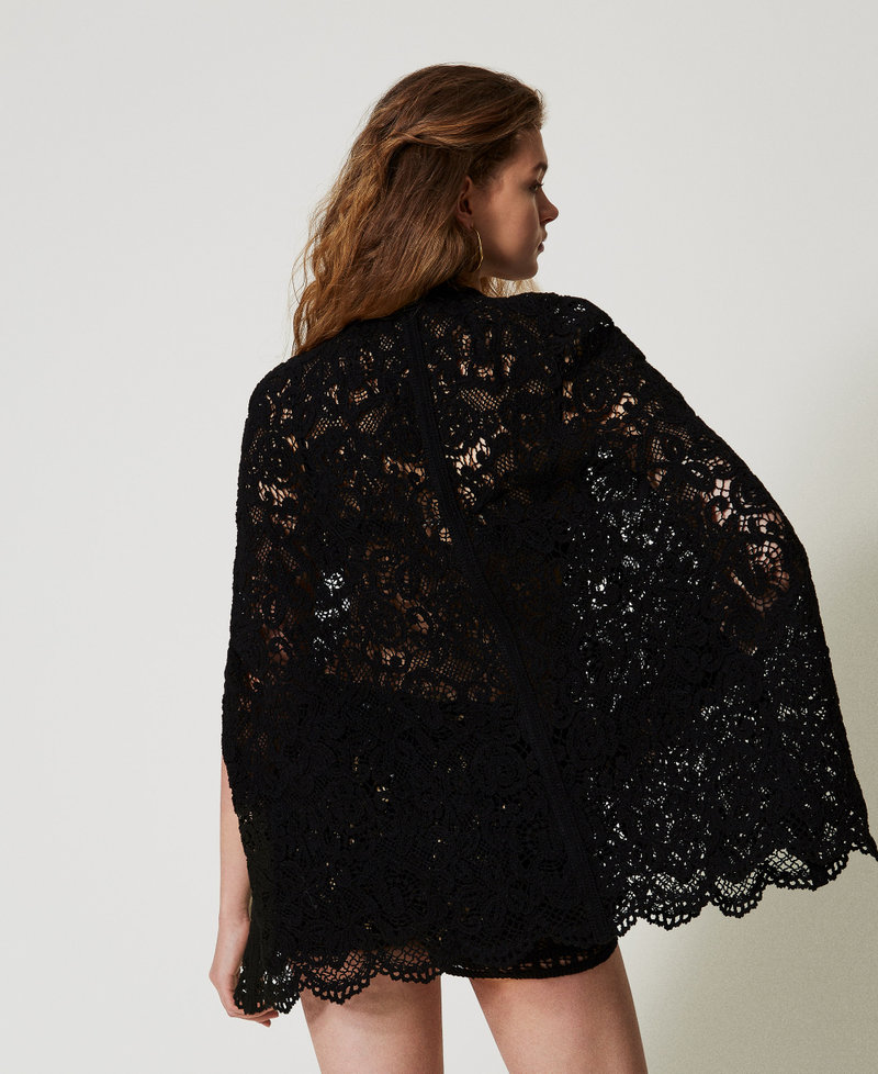Cape « Ventotene » en maille crochet Noir Femme 251TS3023_00006_03