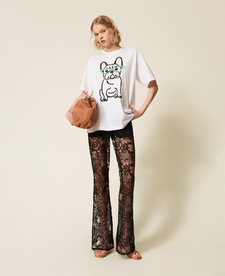 MYFO oversize T-shirt with print and embroidery Bulldog Papers Woman 261AQ2010_13569_T0