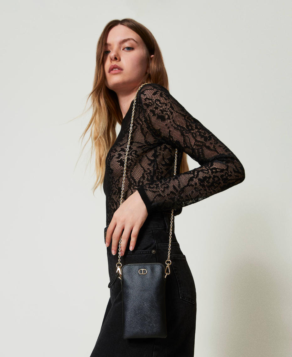 Portacellulare con tracolla e Oval T Nero Donna 242TH7032_00006_S0