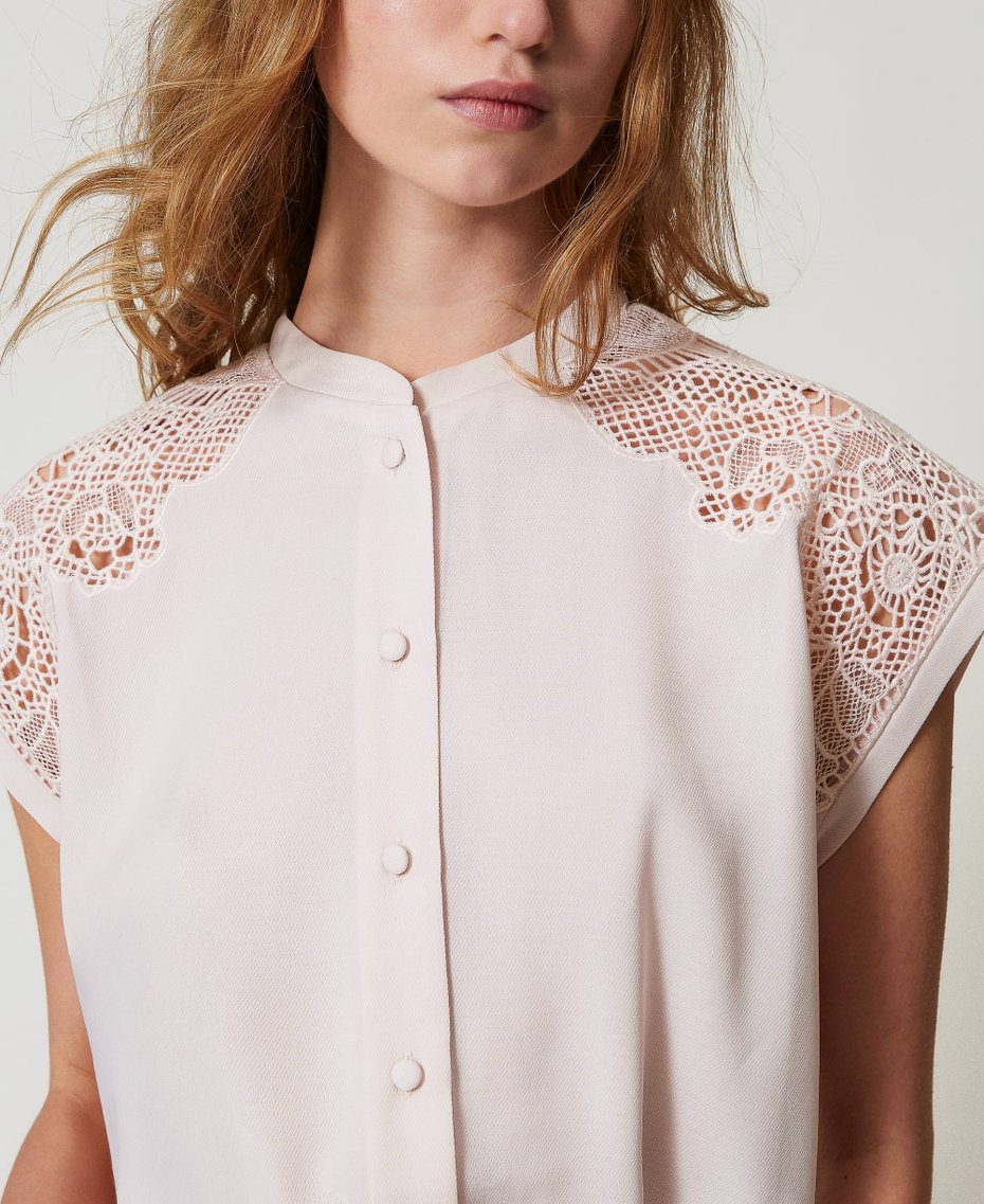 Camicia in twill con ricamo Rosa Tender Pink Donna 251AP2421_00619_03