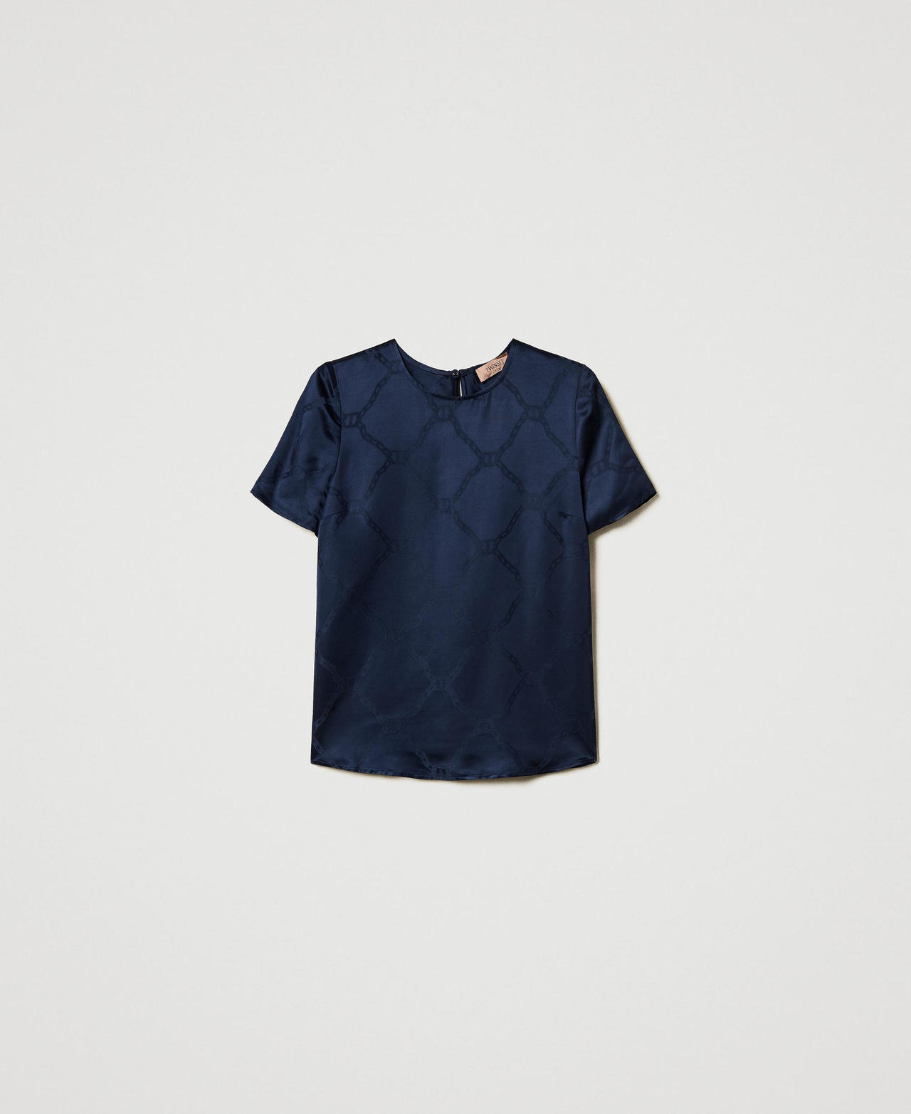 Bluse aus „Oval T“-Jacquard Indigo Frau 251TP2012_00384_0S