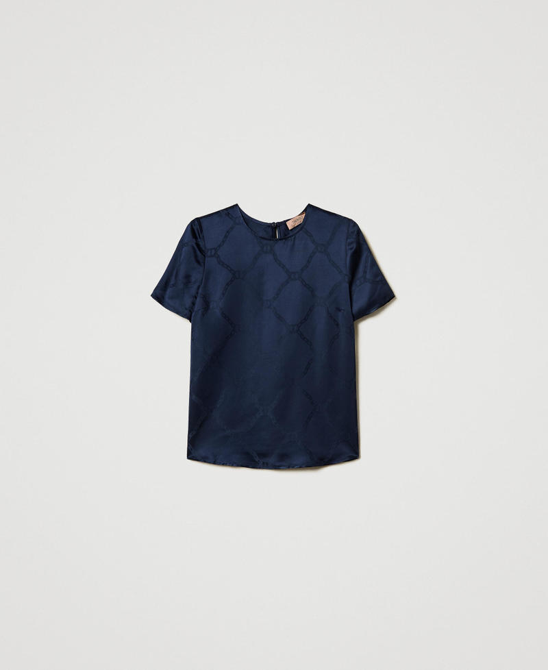 Bluse aus „Oval T“-Jacquard Indigo Frau 251TP2012_00384_0S