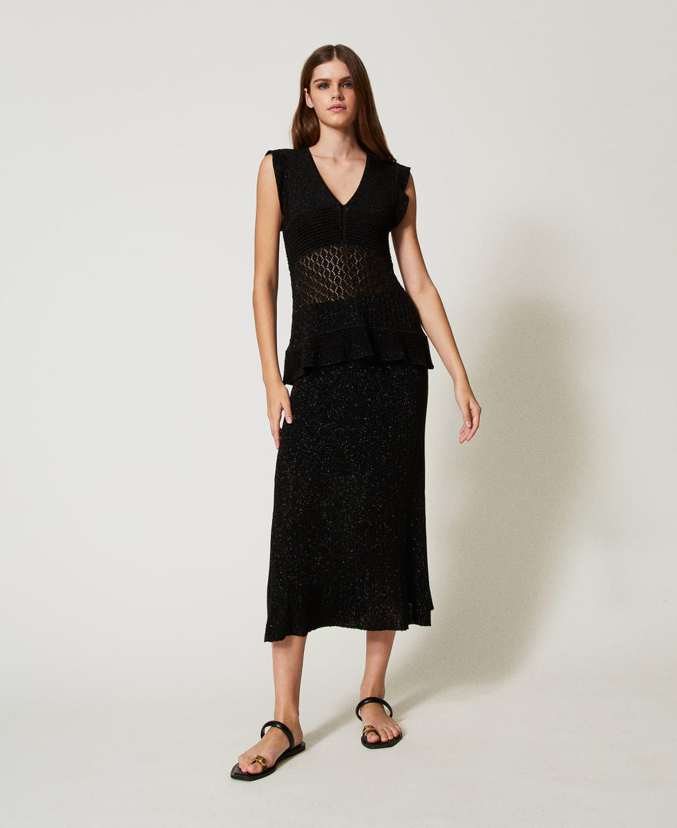 Gonna longuette in maglia lurex