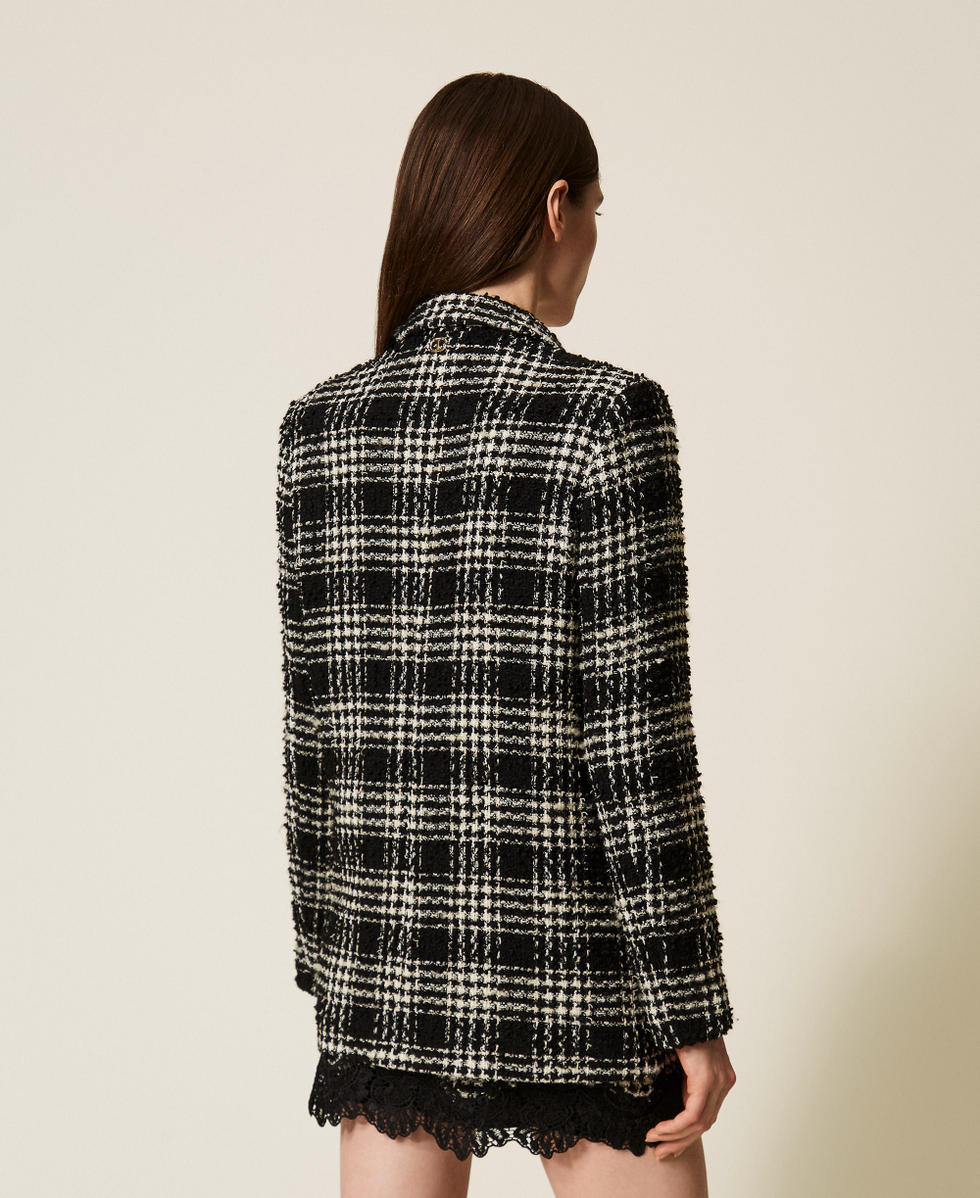 Boucl&eacute; check blazer Black/Snow White Big Check Woman 252TT2111_12876_03