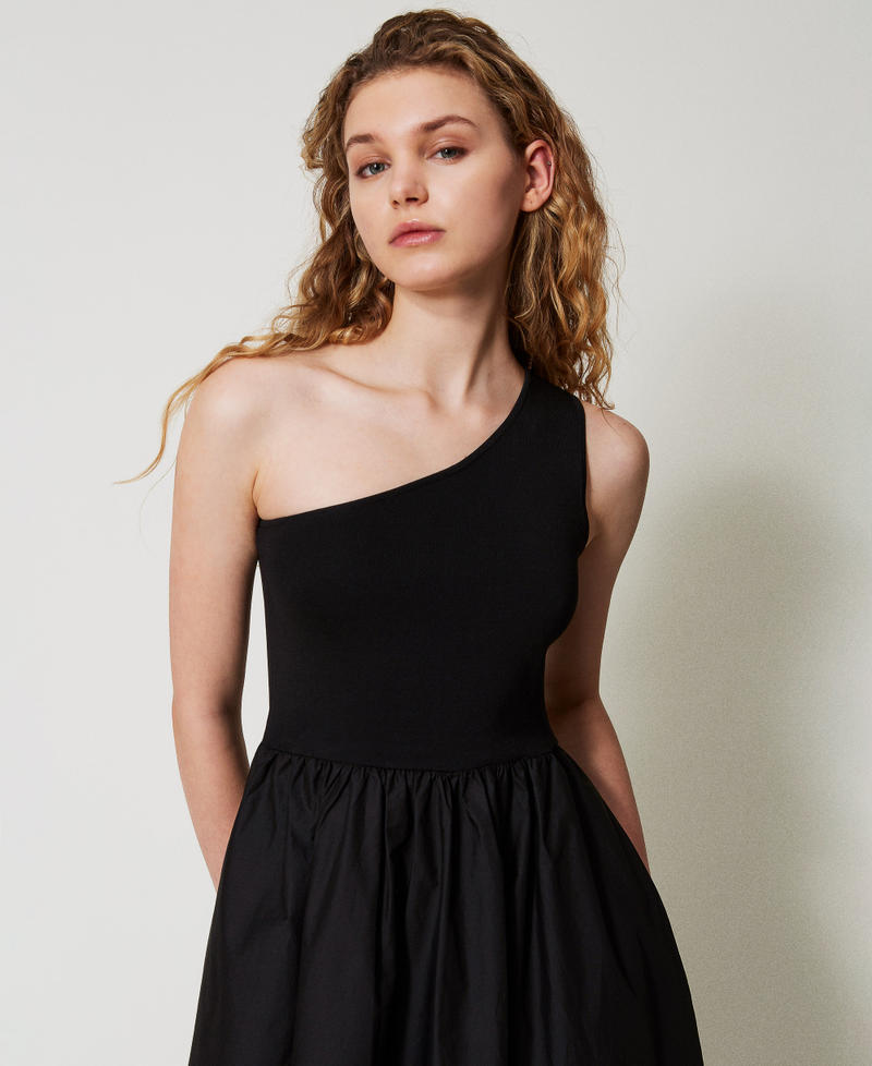 Robe longue en maille et popeline Noir Femme 251TT3090_00006_04