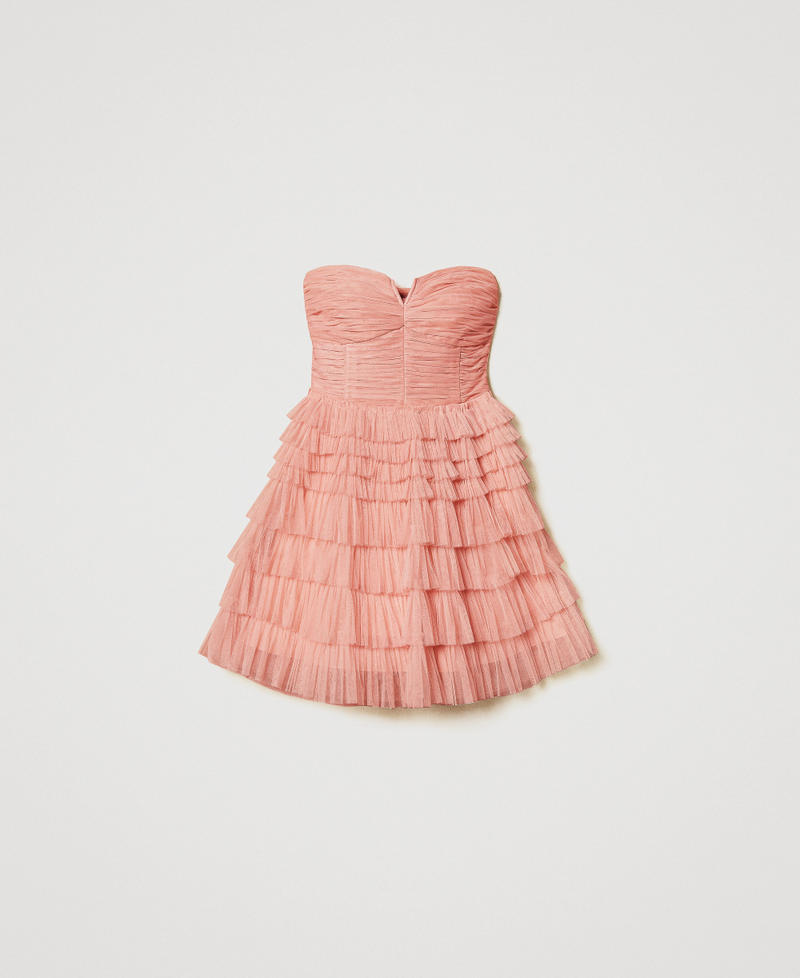 Short tulle bustier dress Dusty Coral Woman 251TQ2040_12364_S0
