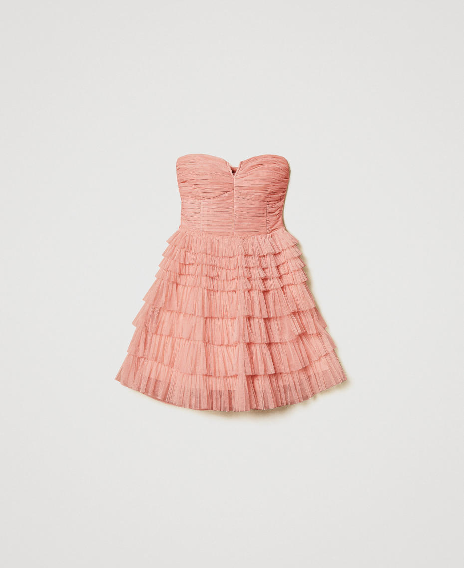 Short tulle bustier dress Dusty Coral Woman 251TQ2040_12364_S0