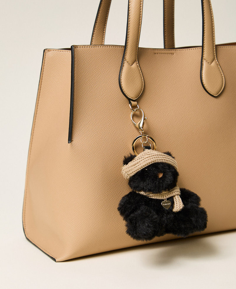 Porte-cl&eacute;s ourson en fausse fourrure Noir Femme 262TH7075_00006_03