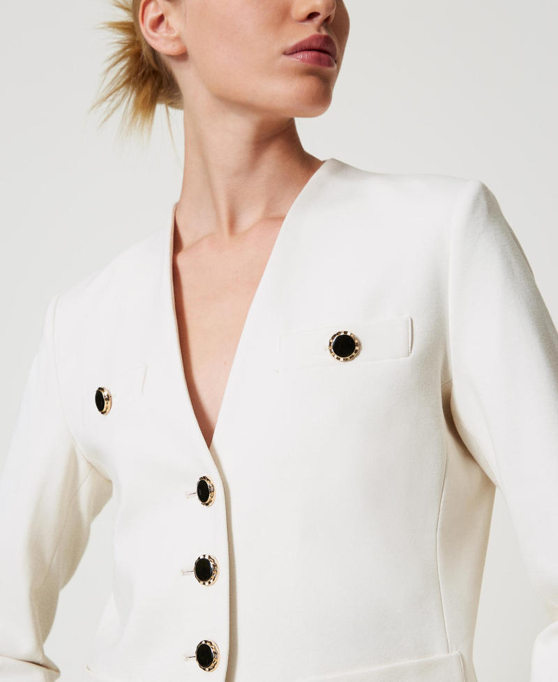 Blazer with jewel buttons Mother Of Pearl Woman 251TP2131_00059_04