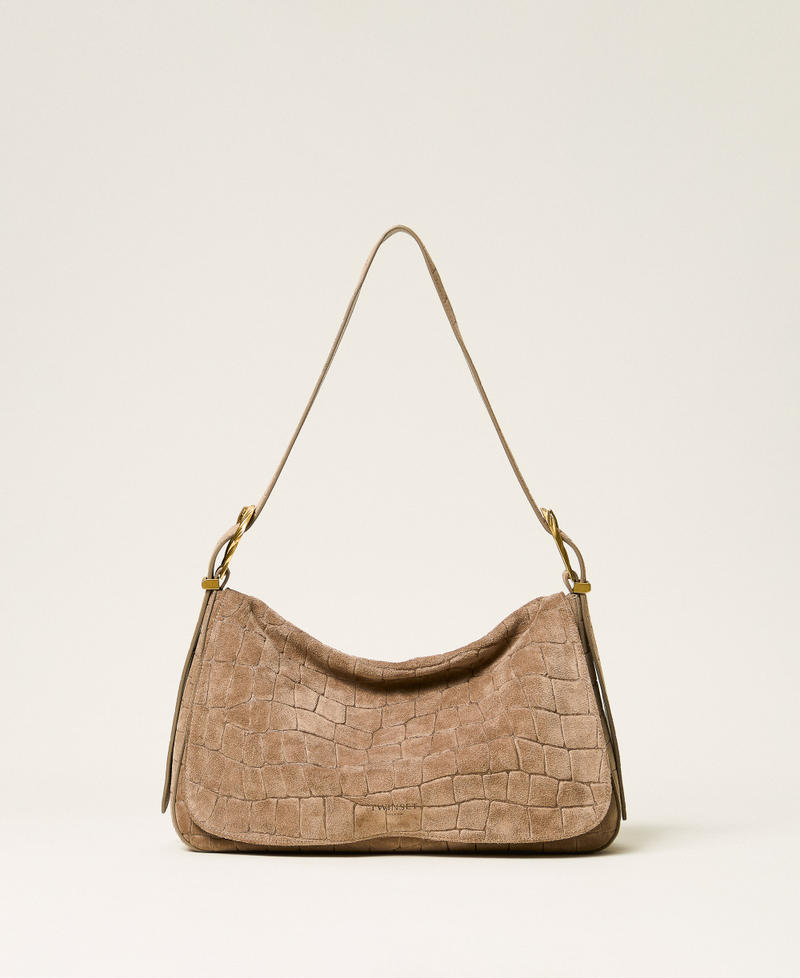 Borsa Liliane in suede a stampa cocco Grigio Light Taupe Donna 262TD8140_00718_01